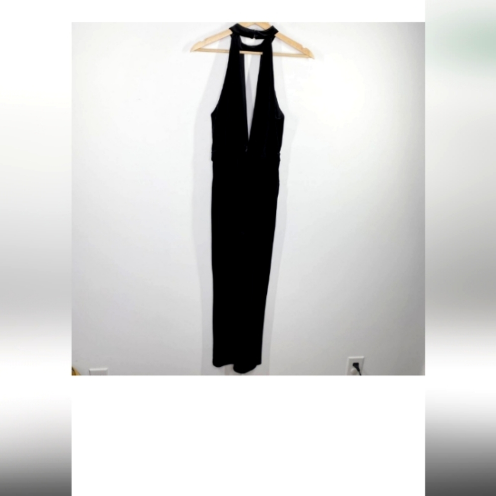 Sunset + Spring Black Velour High Neck Sleeveless Jumpsuit Women's Size … - Picture 4 of 6